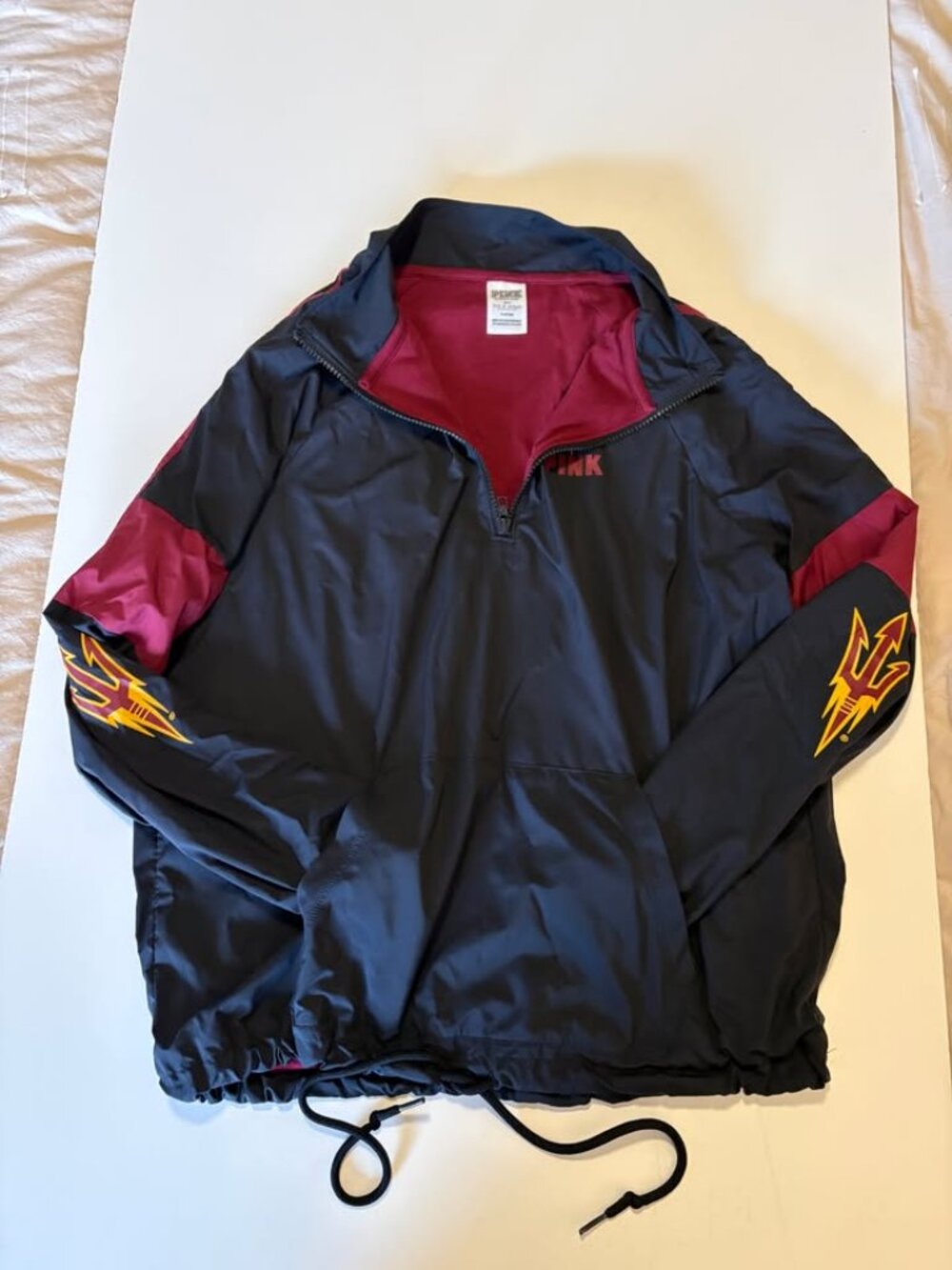 PINK Victoria's Secret Black and Maroon ASU Lightweight Jacket Size S